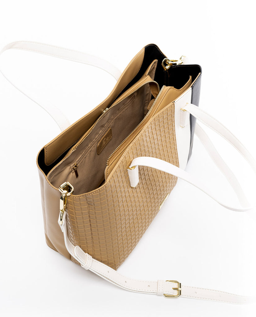 Women's Handbag/Crossbody Bag Veta - Tabac/White/Black