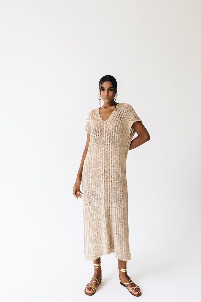 Astypalaia Πλεκτό Φόρεμα - Άμμου