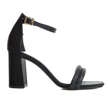 Load image into Gallery viewer, Satin Sandals with Strass - Black