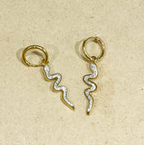 Stainless Steel Earrings - White Snake